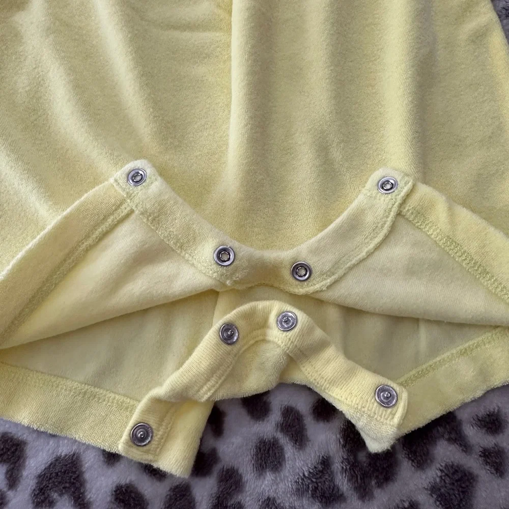 Old Navy Smocked French Terry One-Piece Romper in Yellow Size 12-18 Months